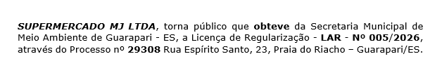 SUPERMERCADO MJ LTDA